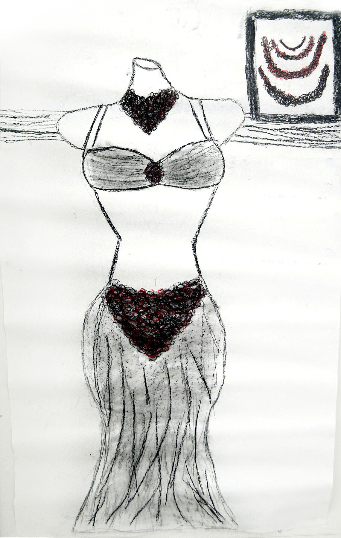 Drawing of a bikini-style dress.
