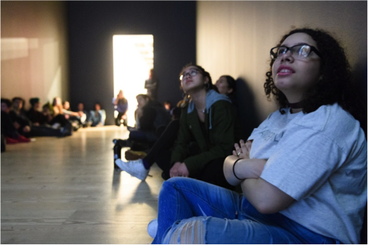 Clinton students gaze up in galleries