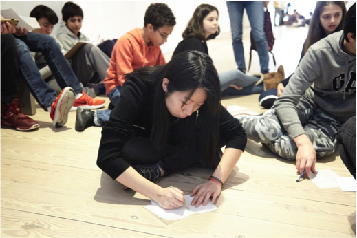 Students sketch in the galleries