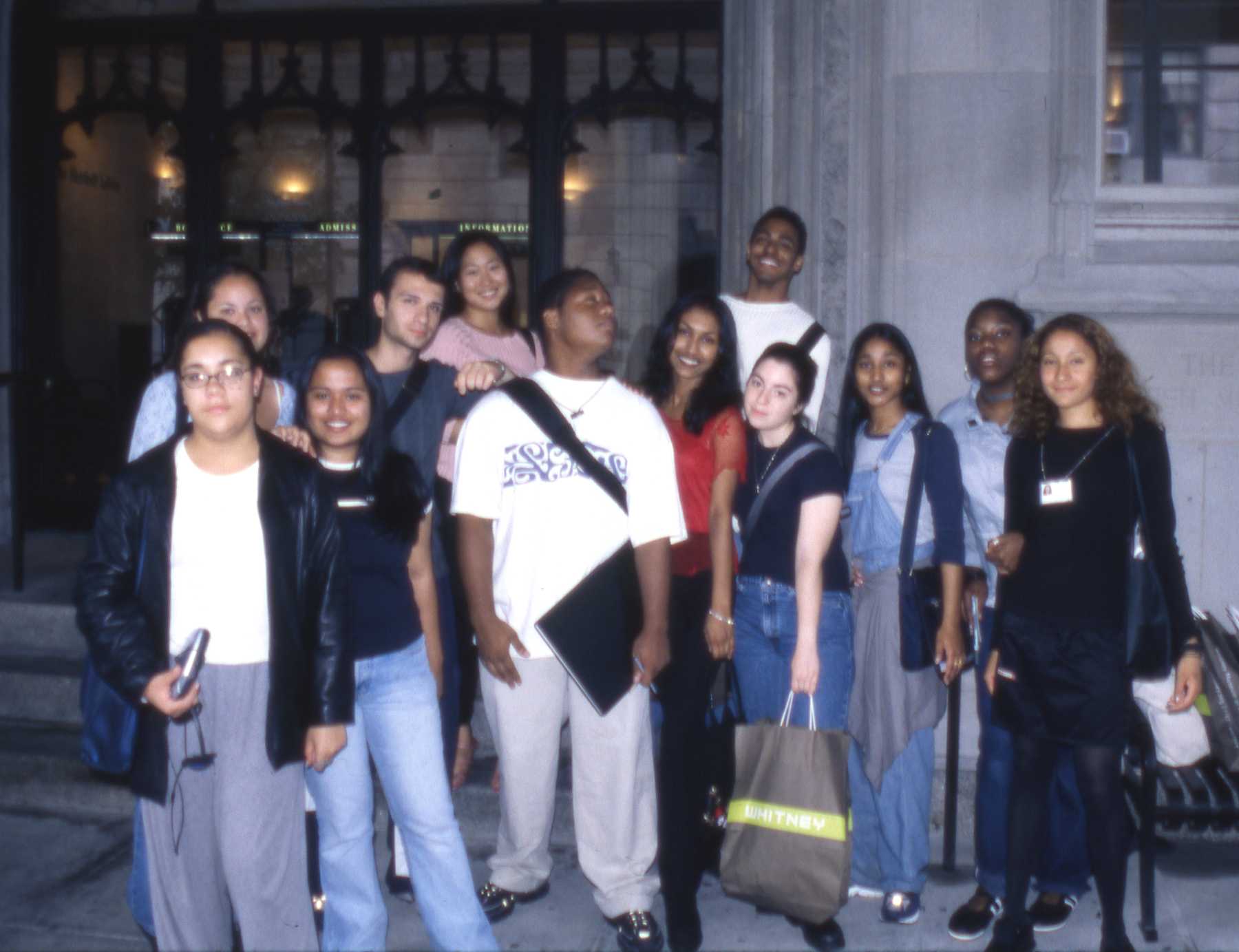 Group photo of Youth Insight Participants at the Whitney Museum in 1999-2000.