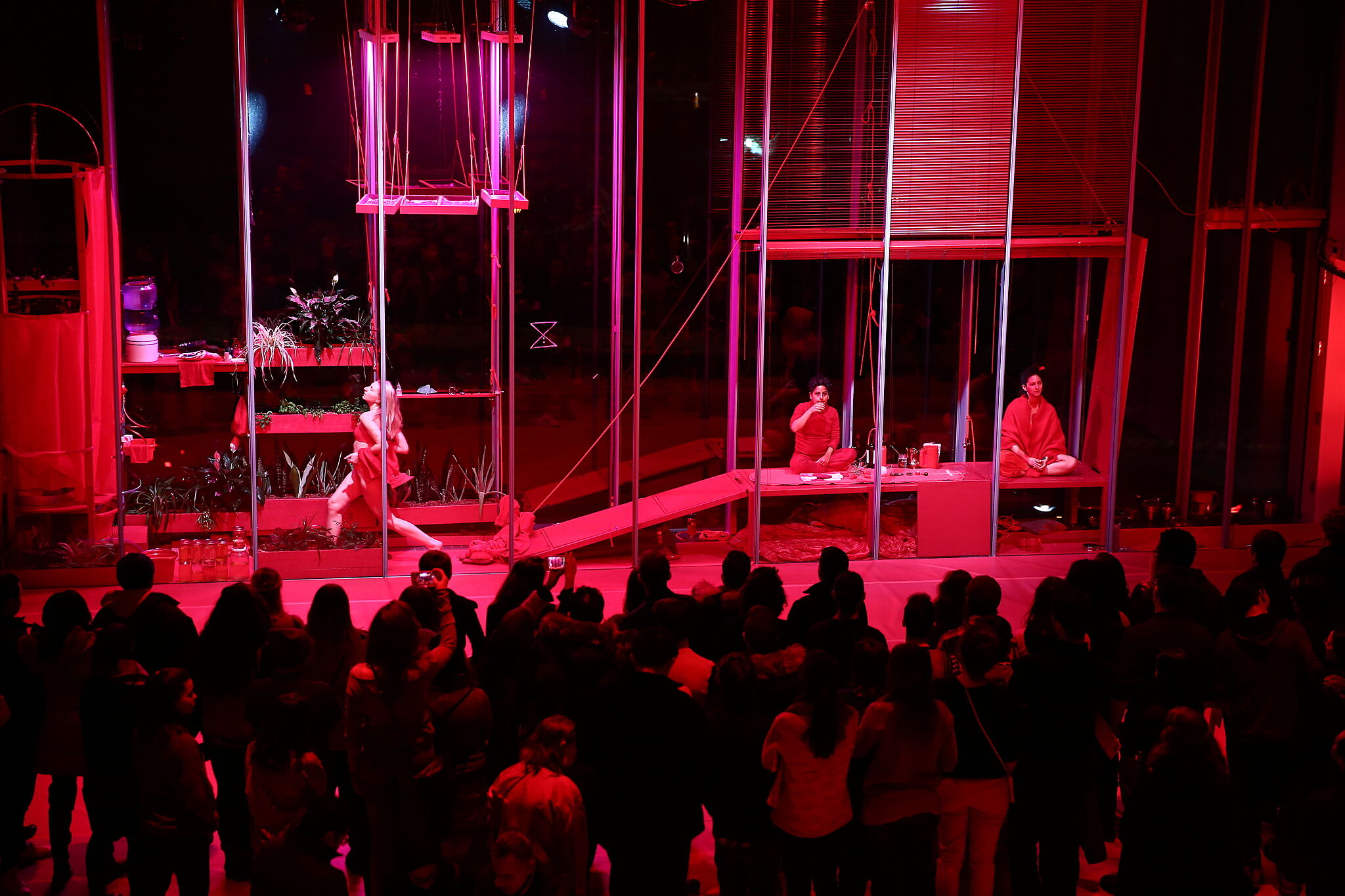 night view of the performance space and audience