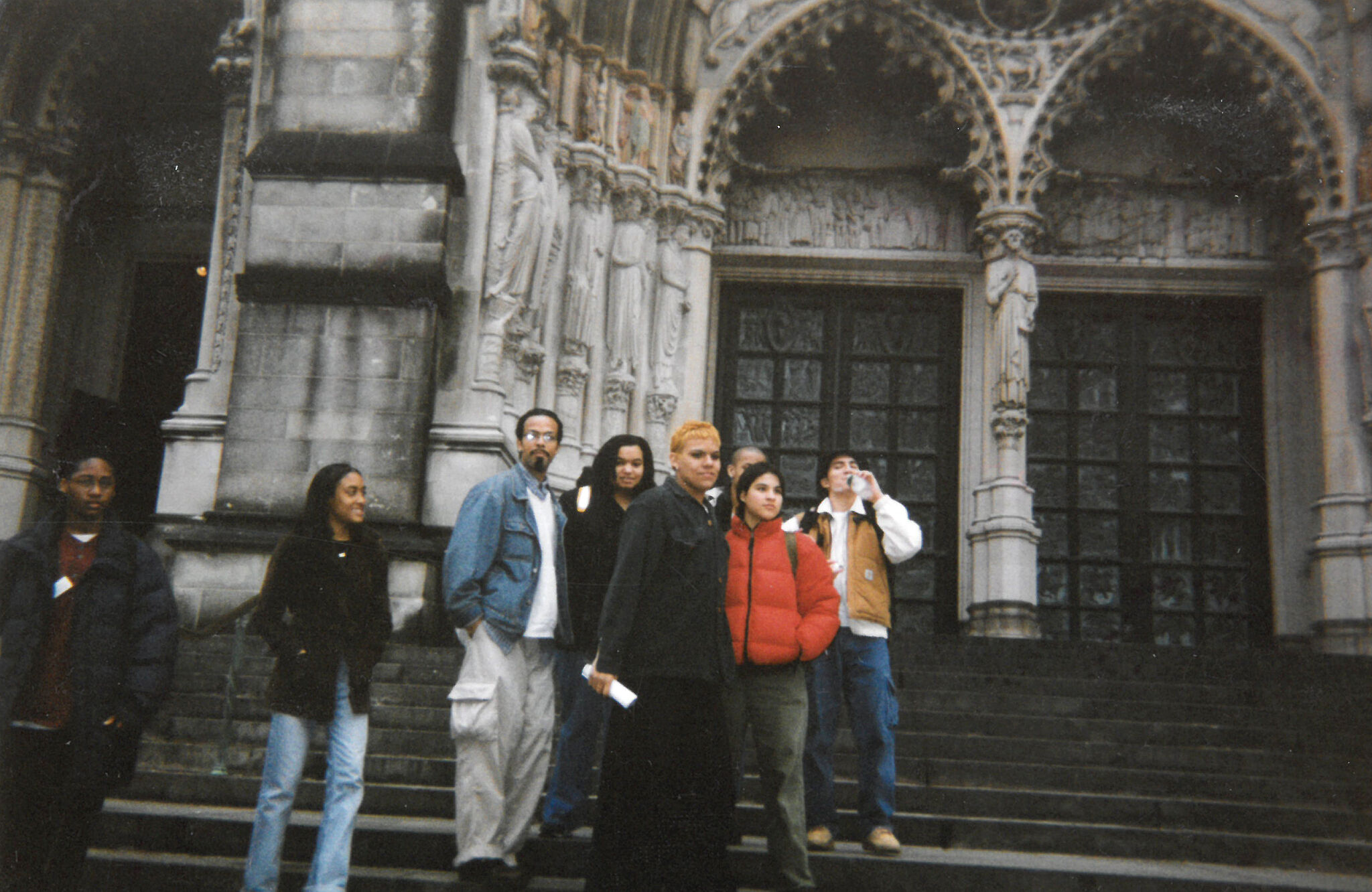 Group photo of Youth Insight Participants at the Whitney Museum in 1997-1998.