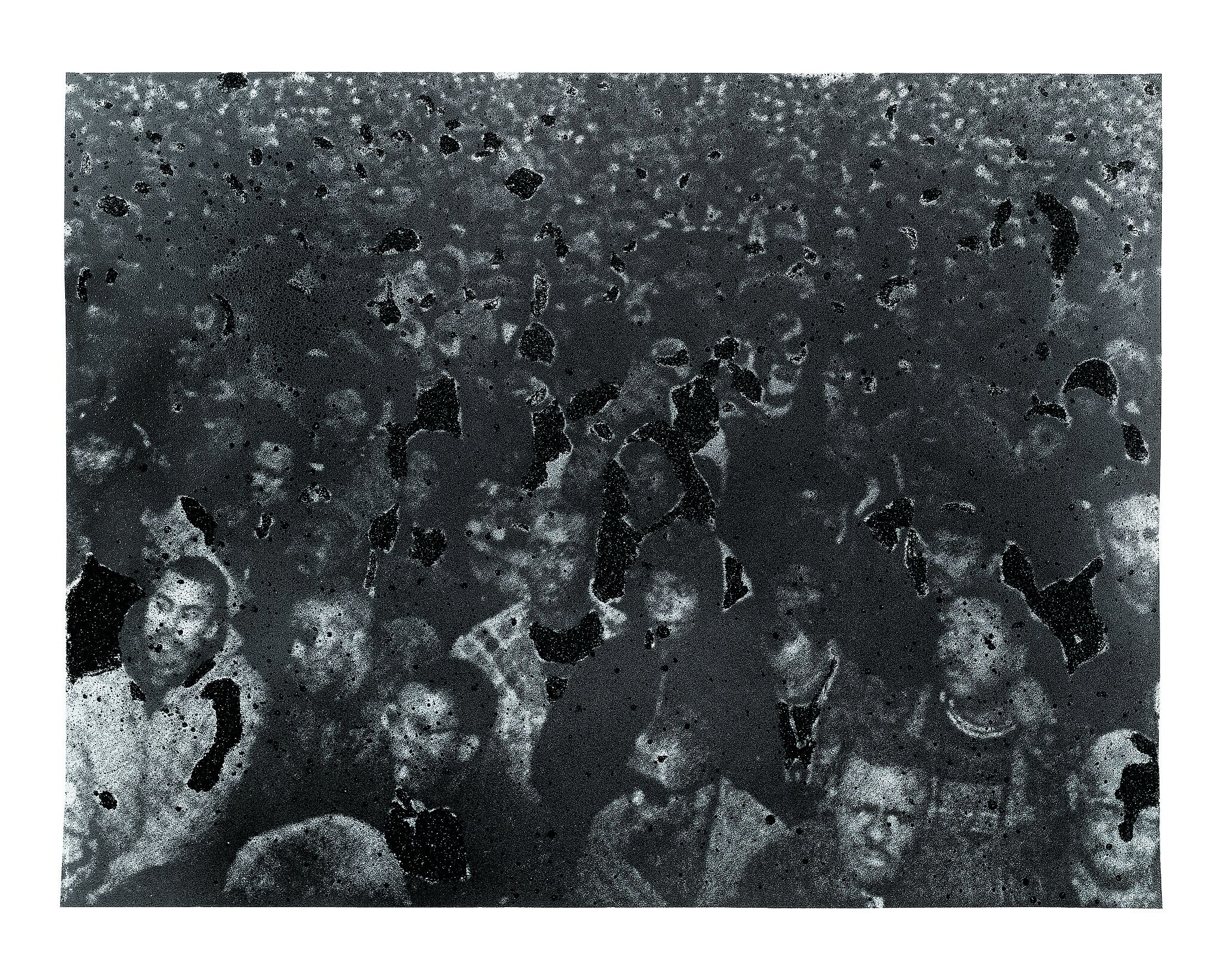 Dark screenprint of a crowd.