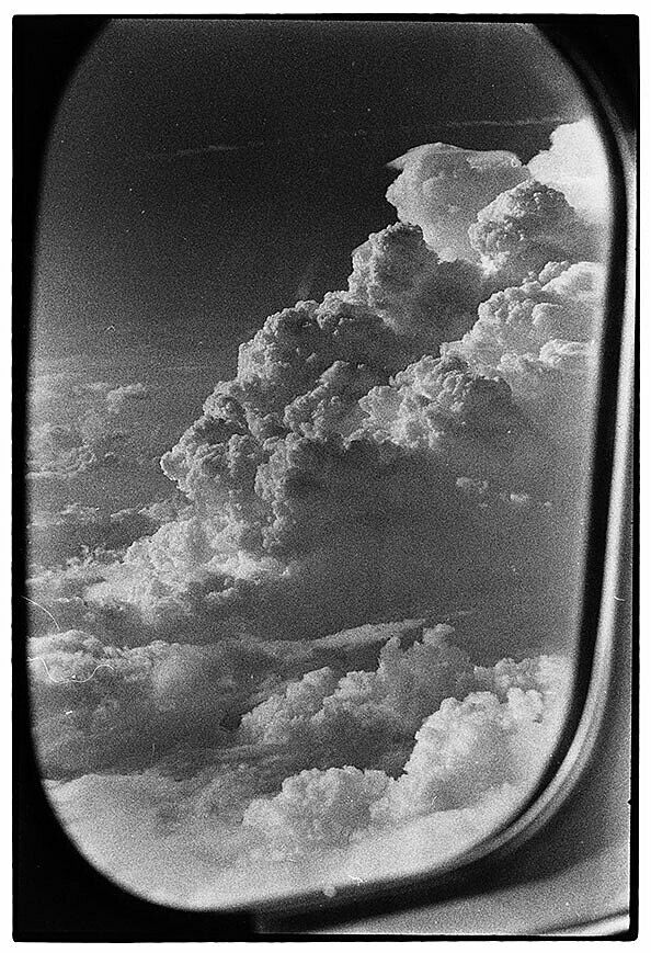 Clouds out a plane window.
