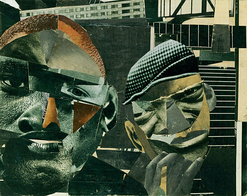 Collage depicting faces of two men.