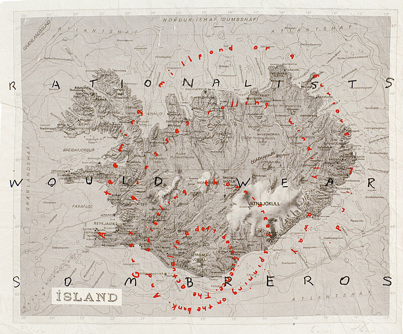 Map of Iceland with inscription: "rationalists would wear sombreros." 