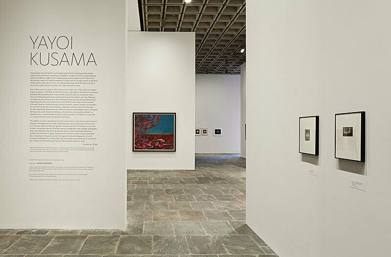 Installation view of Yayoi Kusama exhibition.