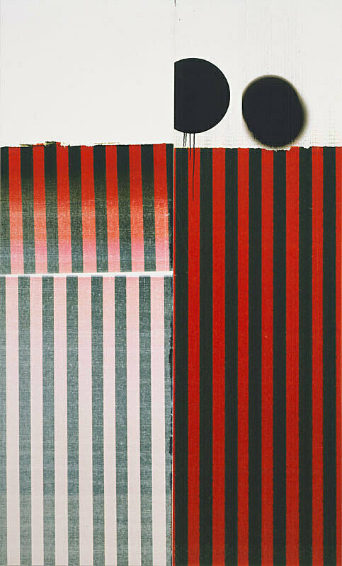 Abstract image with red and black lines.