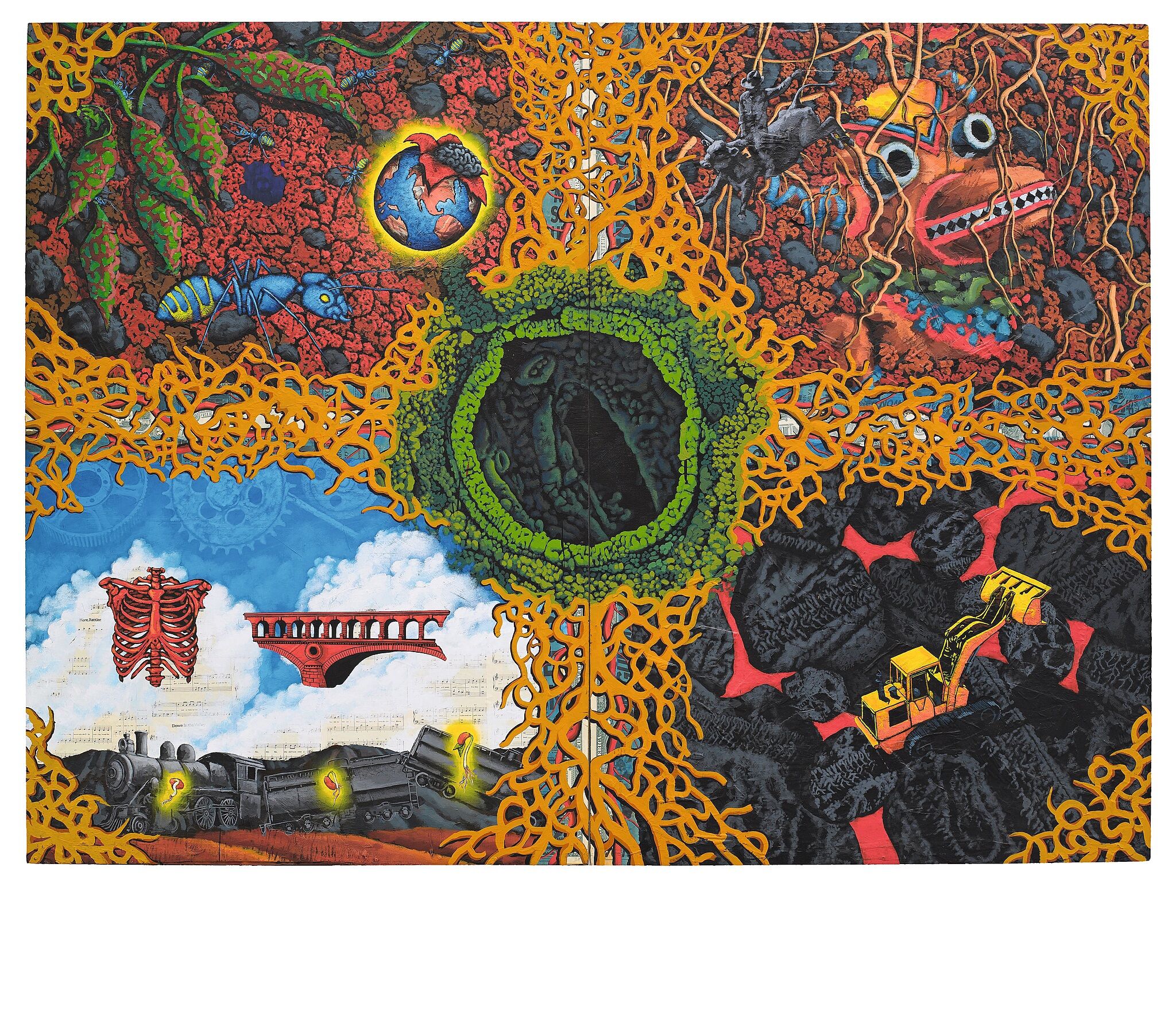 Painting of earth elements in many colors.