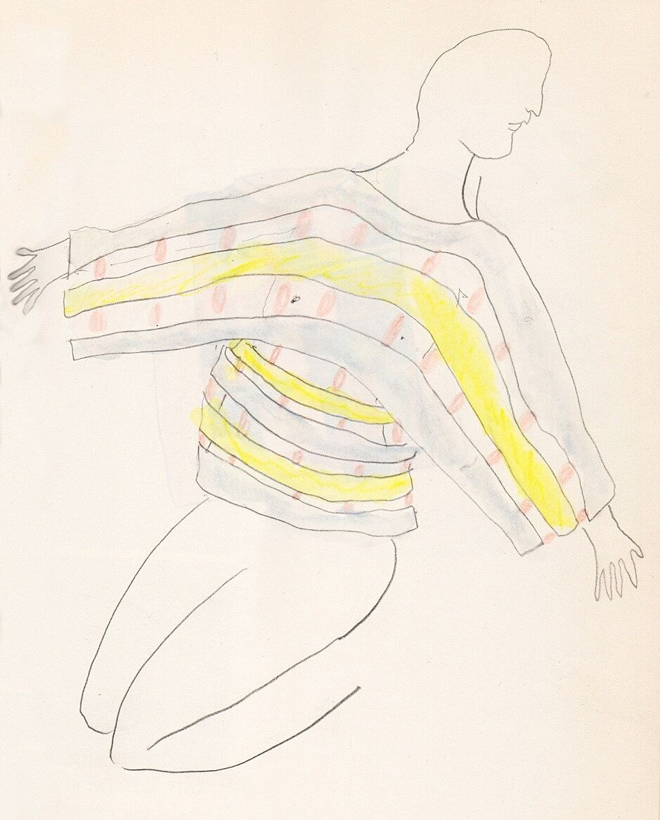 Drawing of a person in a sweater.
