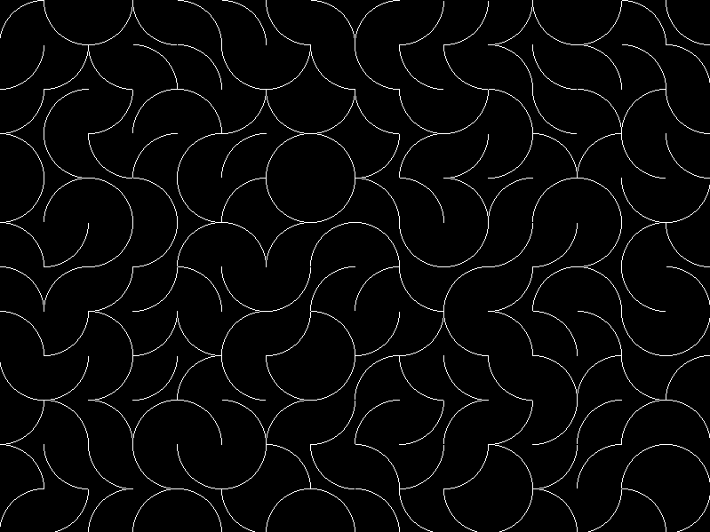 White circular lines on a black background.
