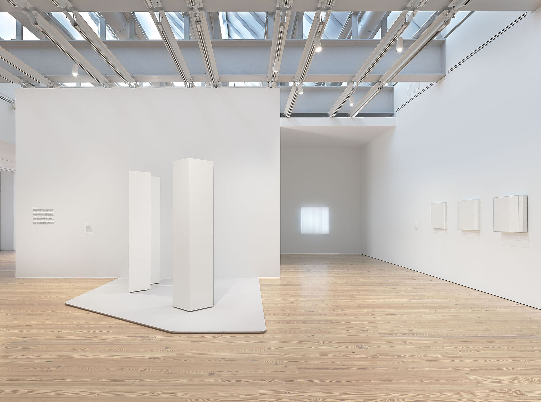 Installation view of Mary Corse: A Survey in Light