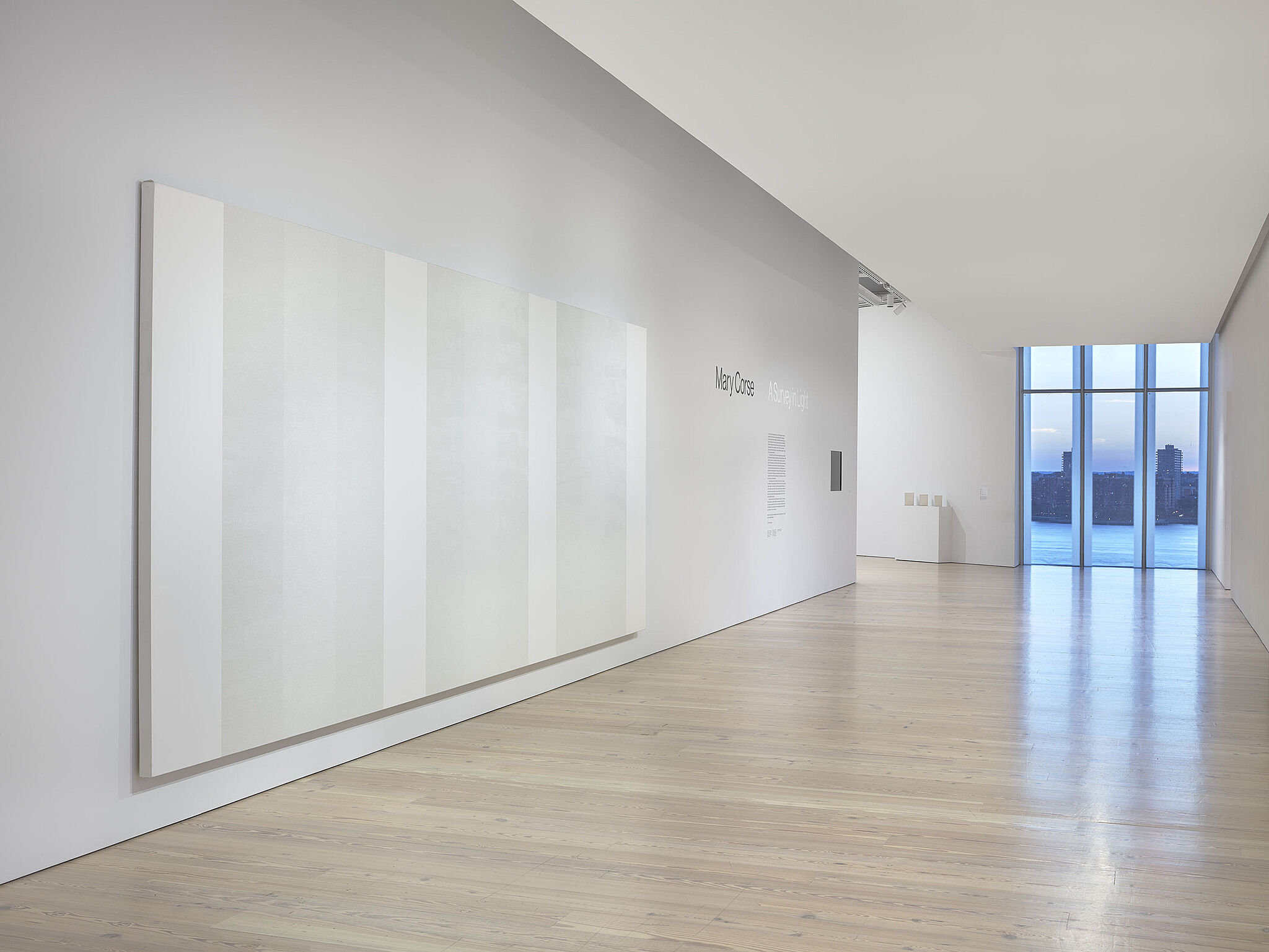 Installation view of Mary Corse: A Survey in Light.