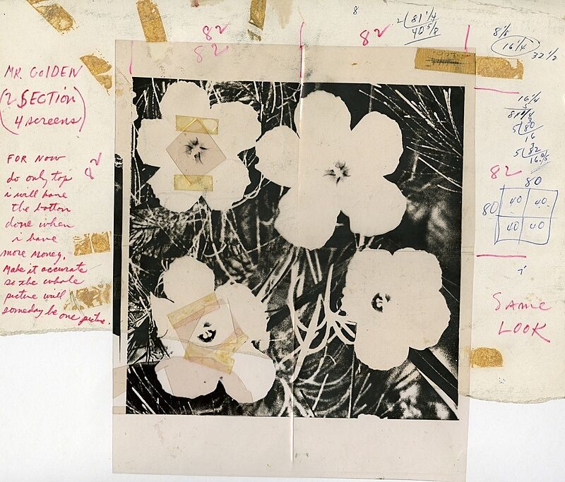 Photograph of flowers with notes next to it. 