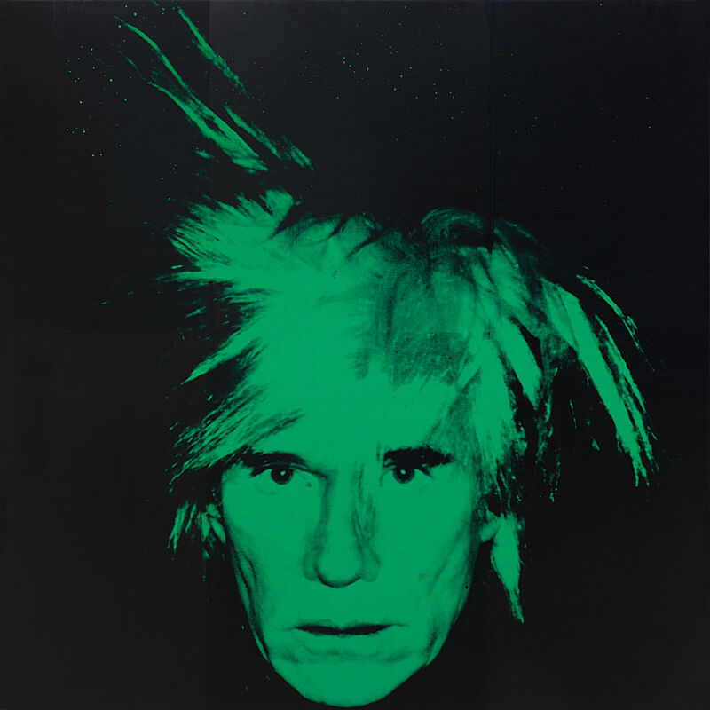 Green self-portrait of Andy Warhol