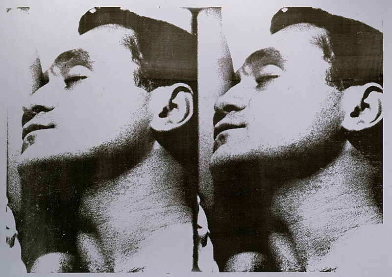 A diptych of two photographs featuring a sleeping man's face 