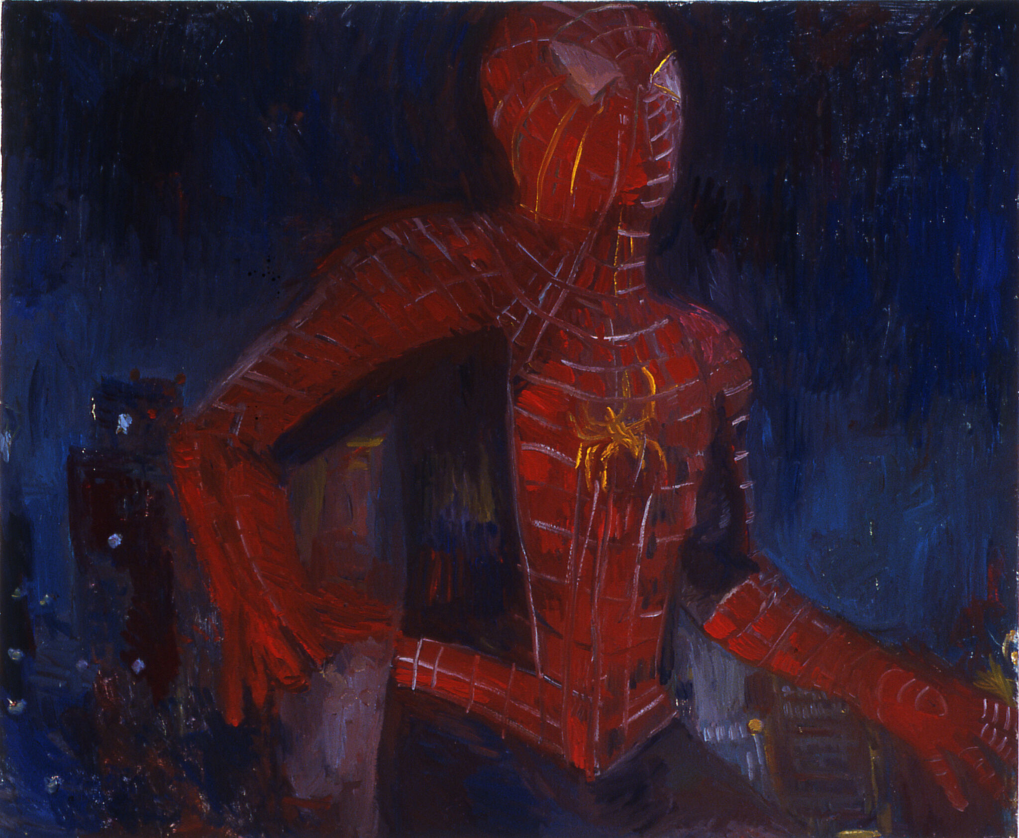 A painting of Spiderman. 