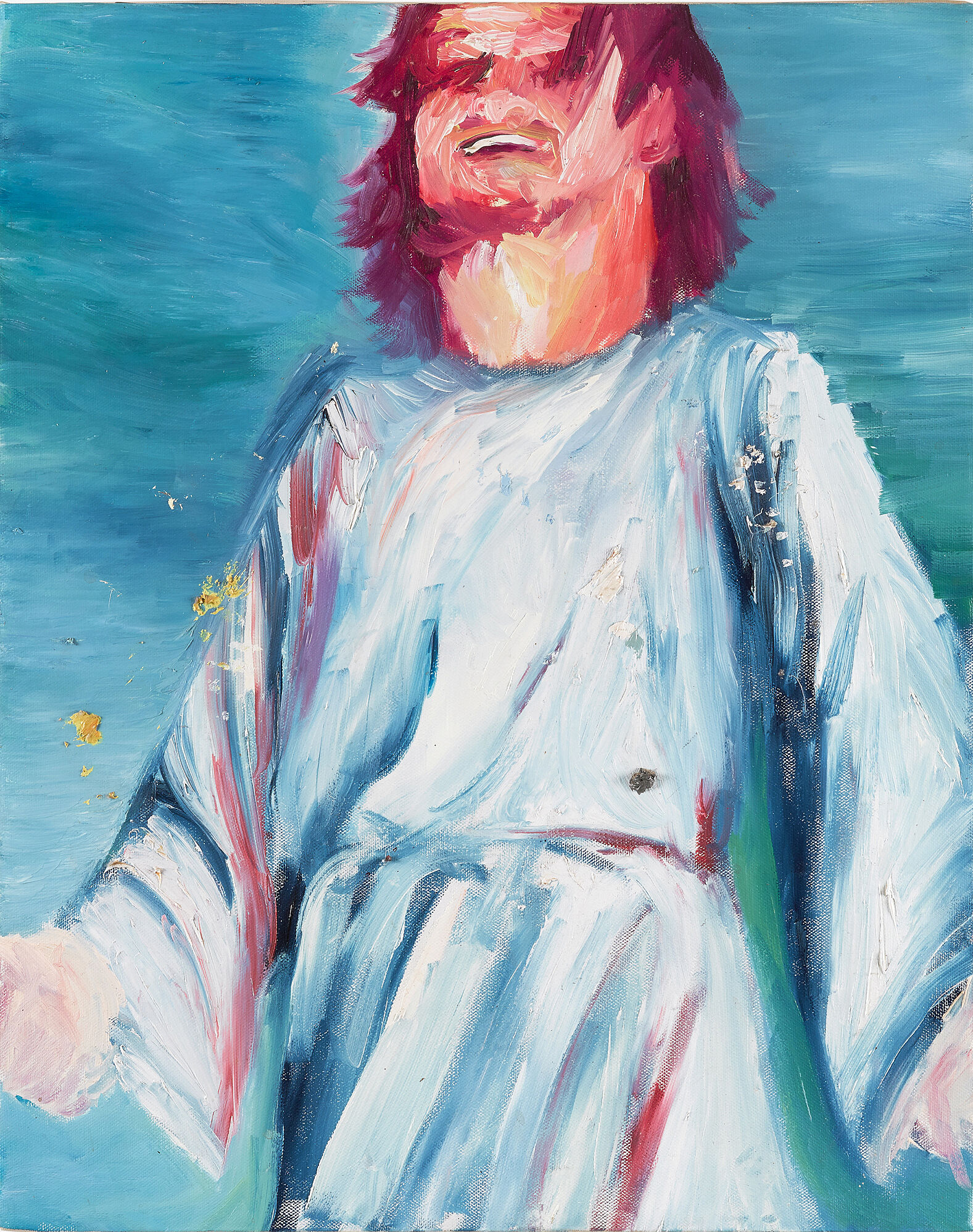 A painting of a laughing Jesus Christ. 