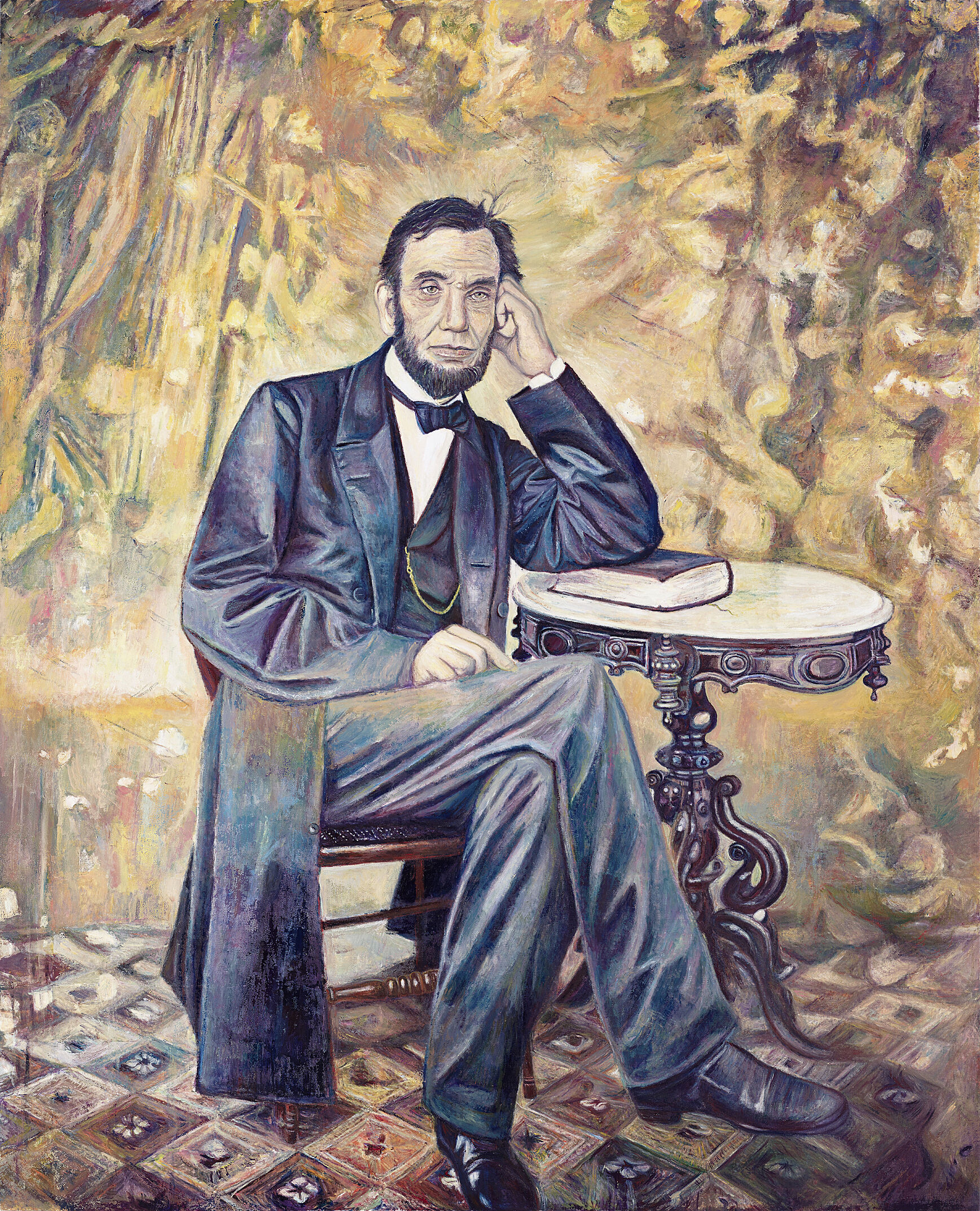 A painting of Abraham Lincoln. 