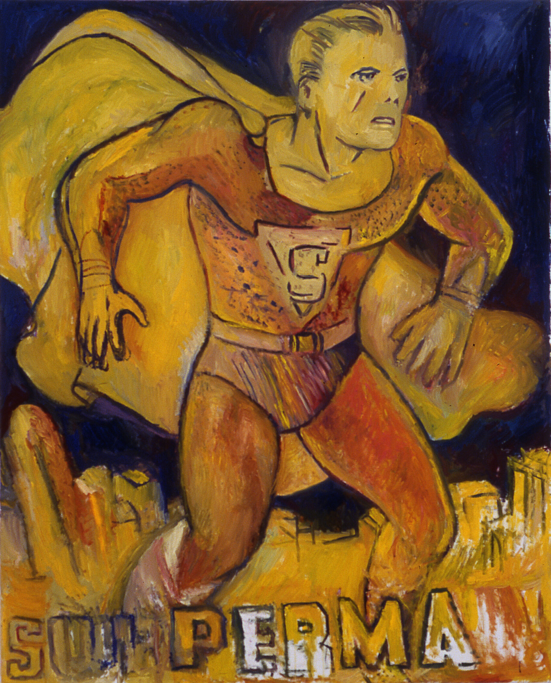 A painting of Superman. 