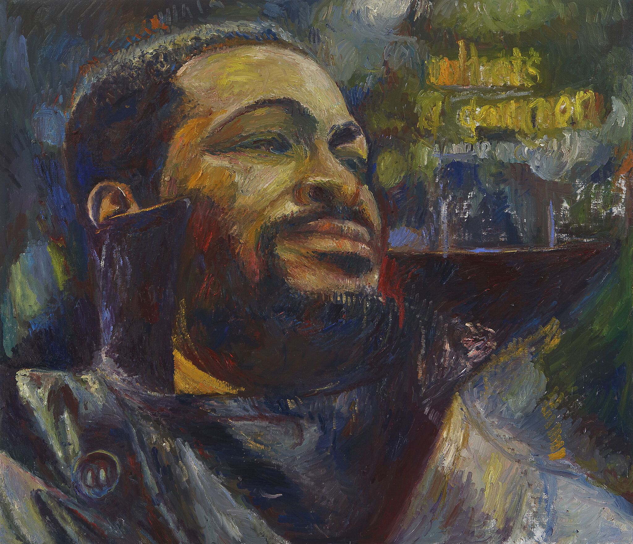 A painting of Marvin Gaye. 