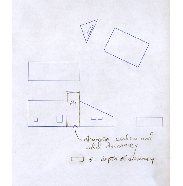 A draft of a house. 