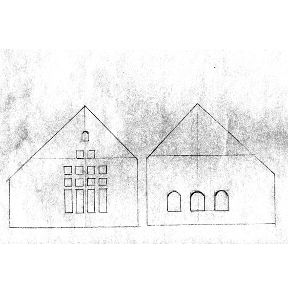 A draft of a house. 