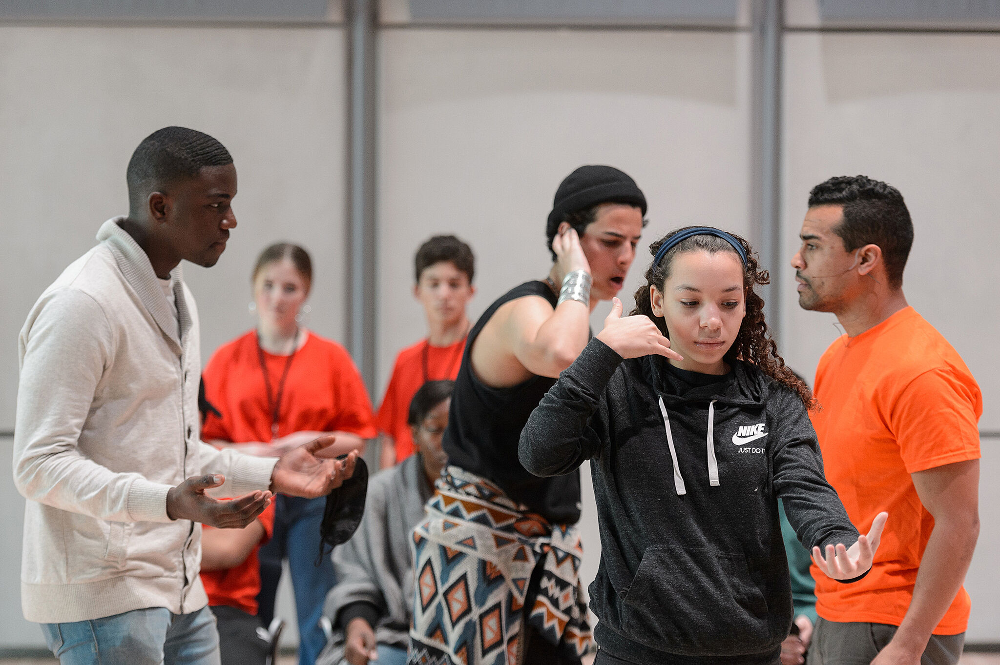 Instructor, Shaun Leonardo, instructs young dancers.