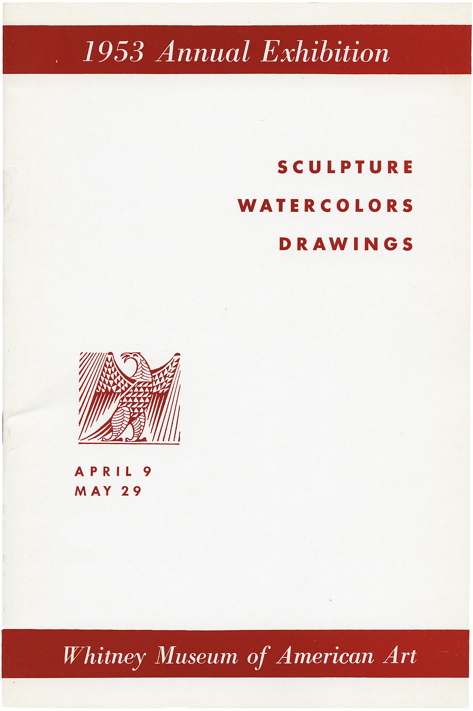 Cover for 1953 Annual Exhibition of Contemporary American Sculpture, Watercolors and Drawings catalogue