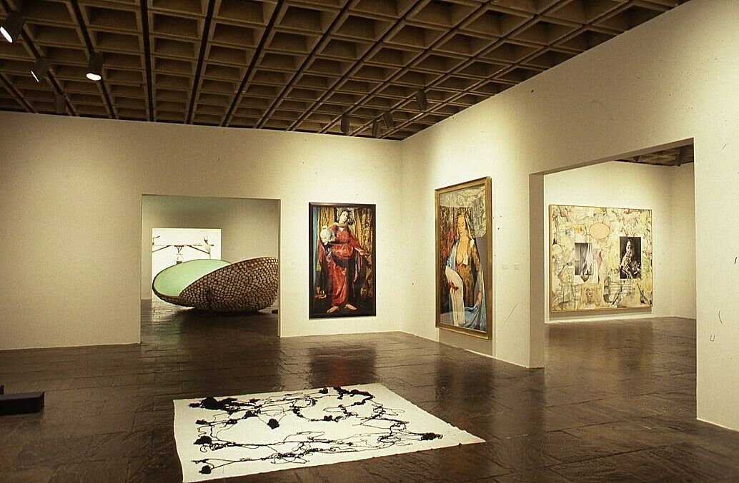 A gallery filled with works of art.