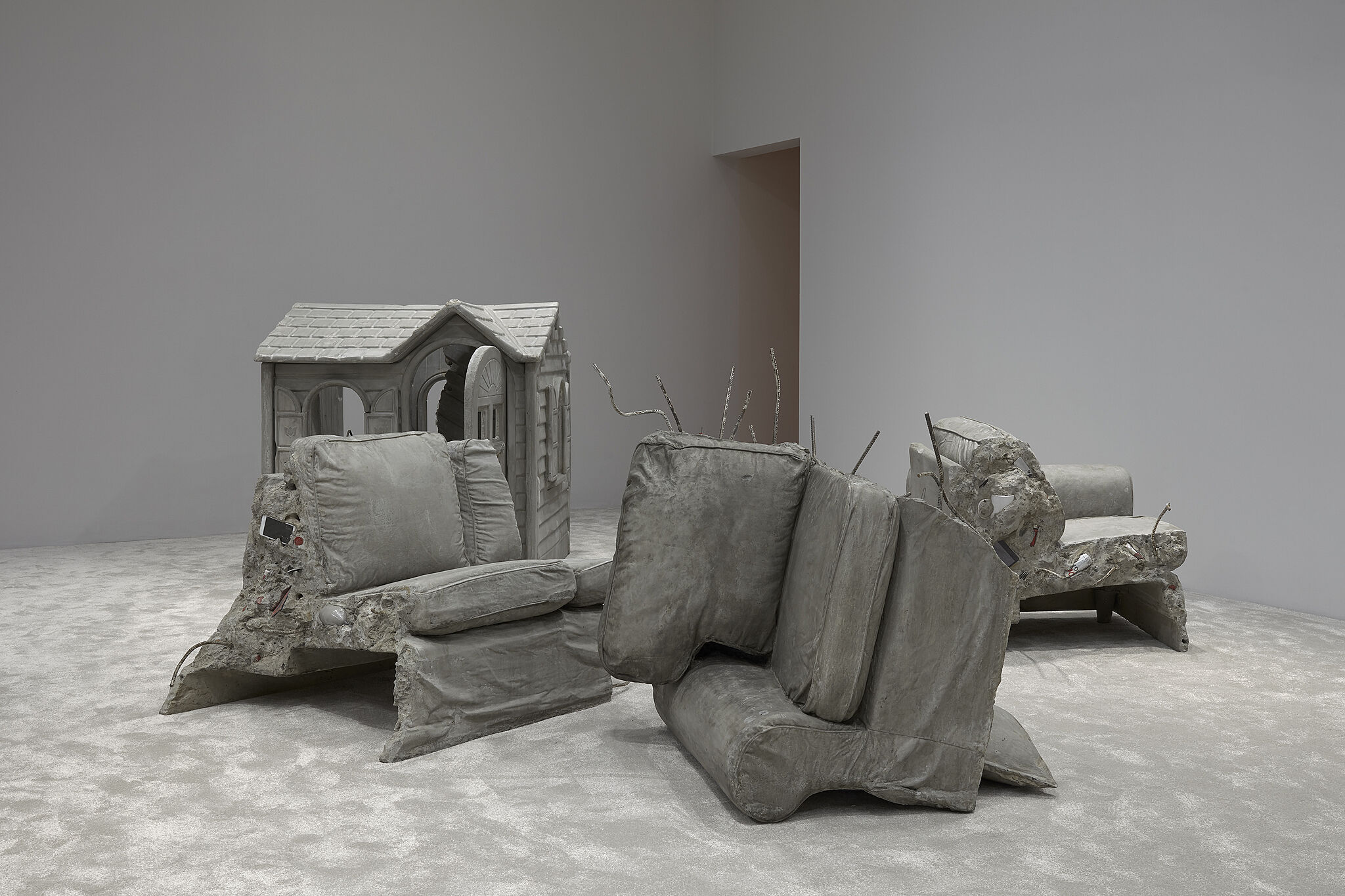 Installation of all gray furniture in a gray environment.