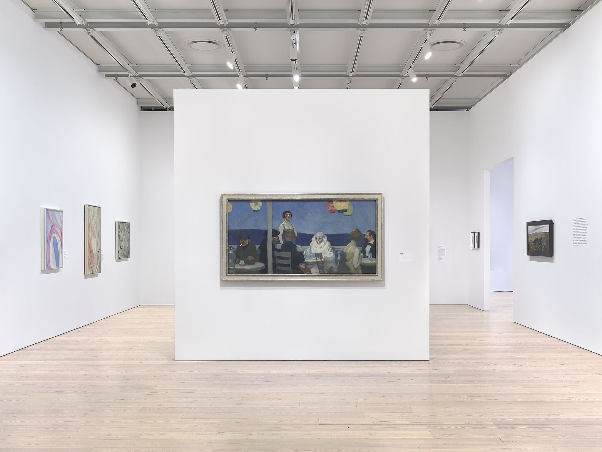 An image of the Whitney galleries with paintings