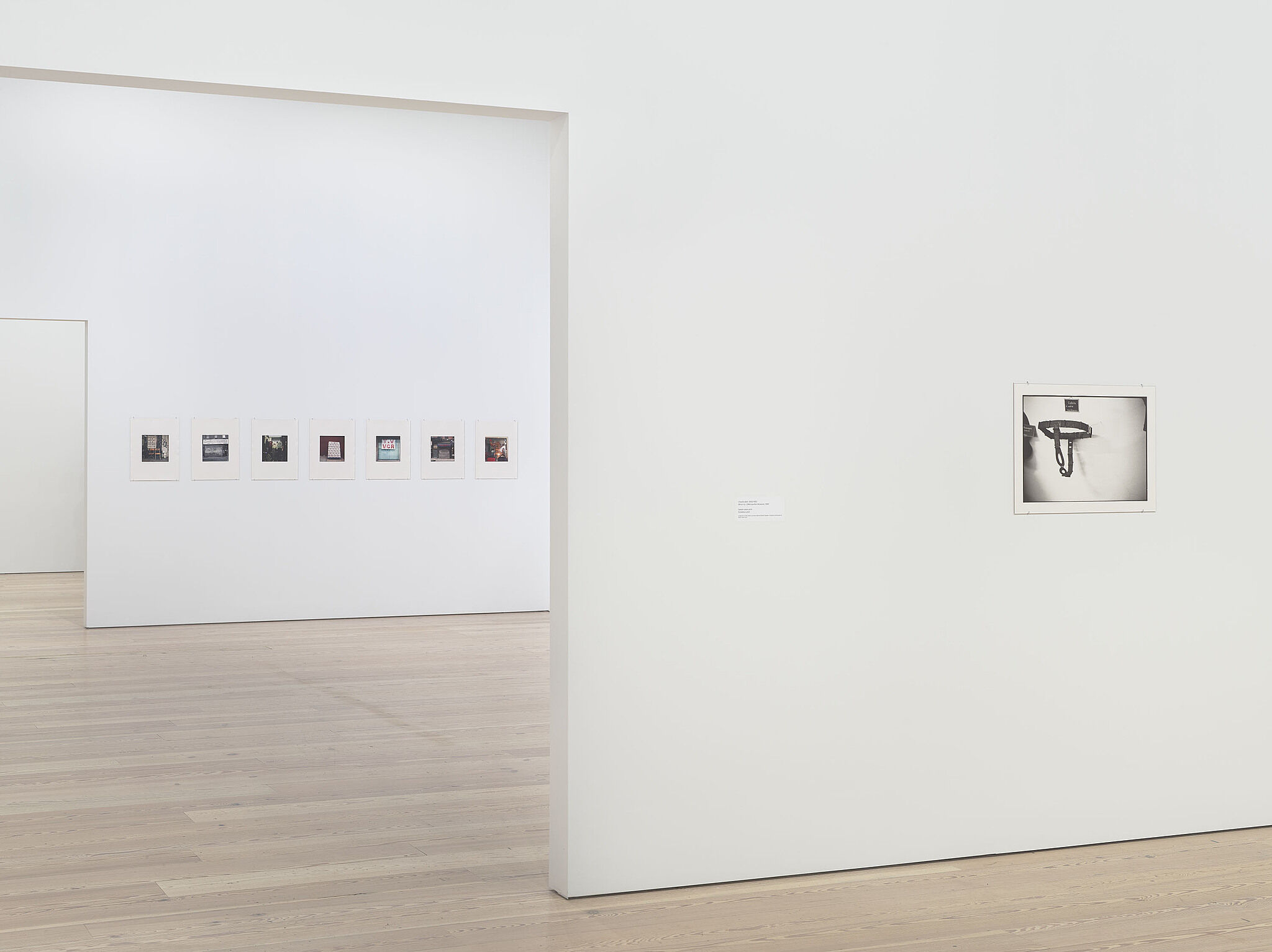 A photo of the Whitney galleries with various photos on the walls.