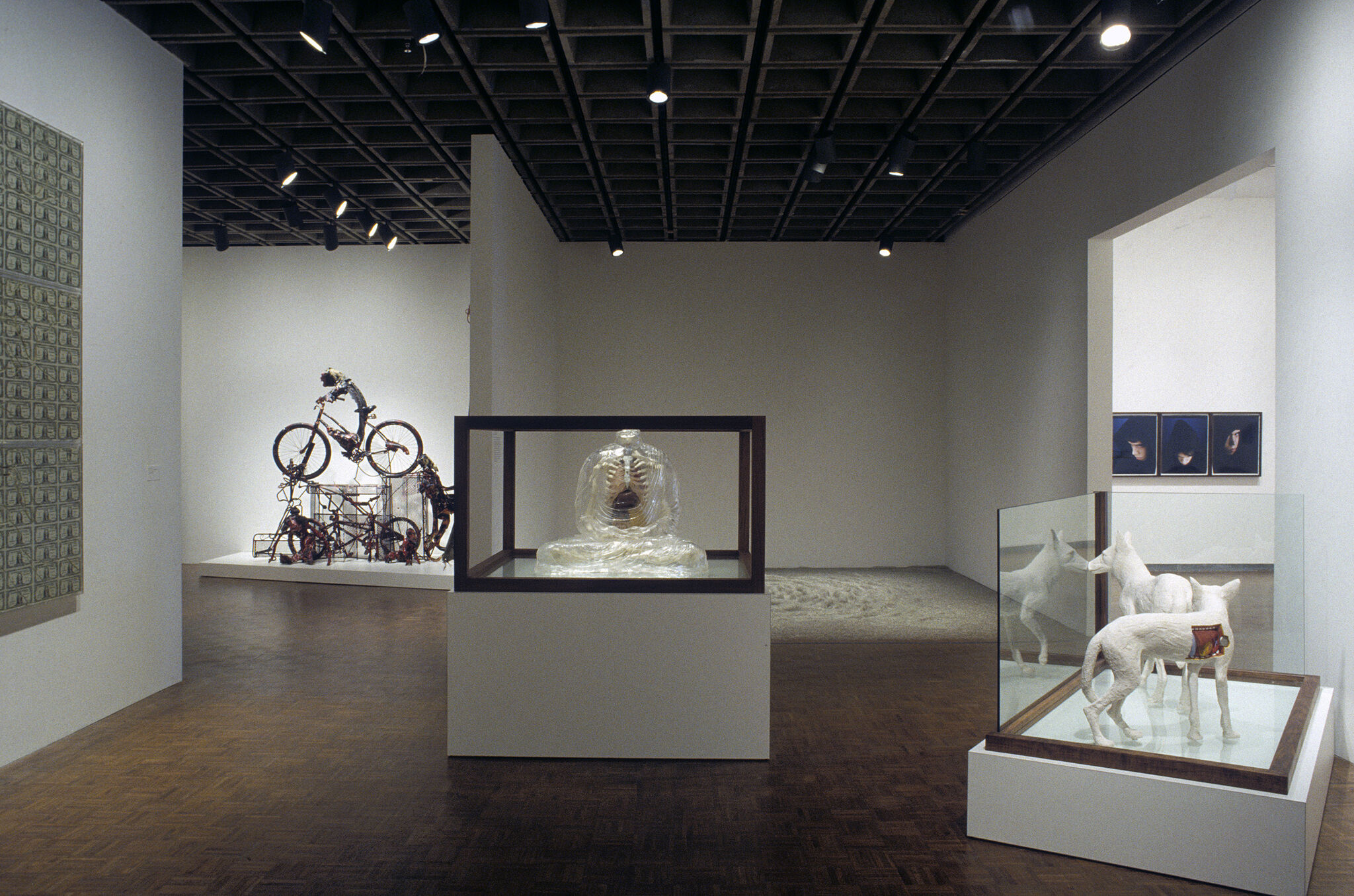 A gallery filled with sculptures.