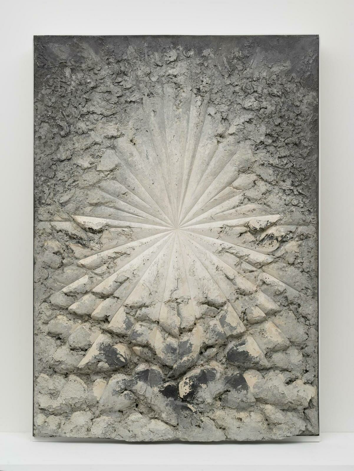 A still of Jay DeFeo's The Rose, comprised of oil, wood, and mica on canvas. 