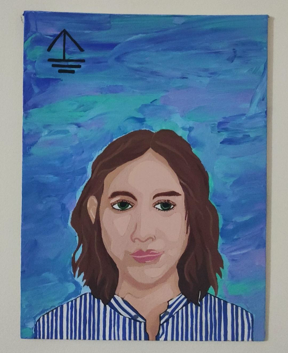 A portrait of youth activist Alexandria Villaseñor against a blue background. 