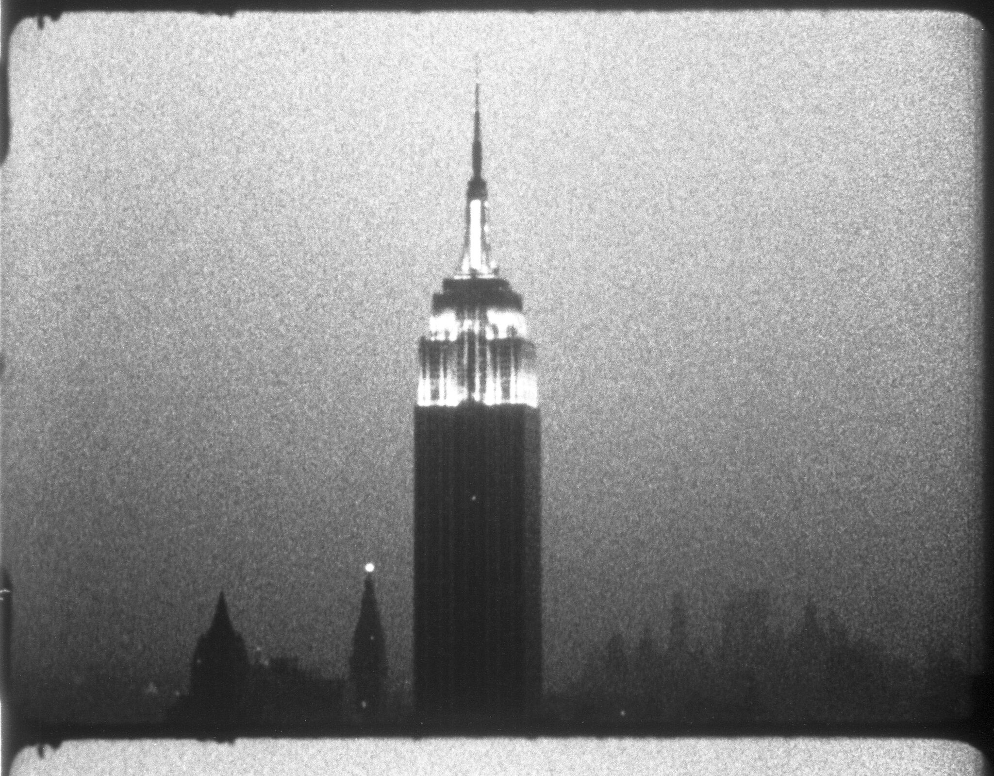 Black-and-white image of the Empire State Building.