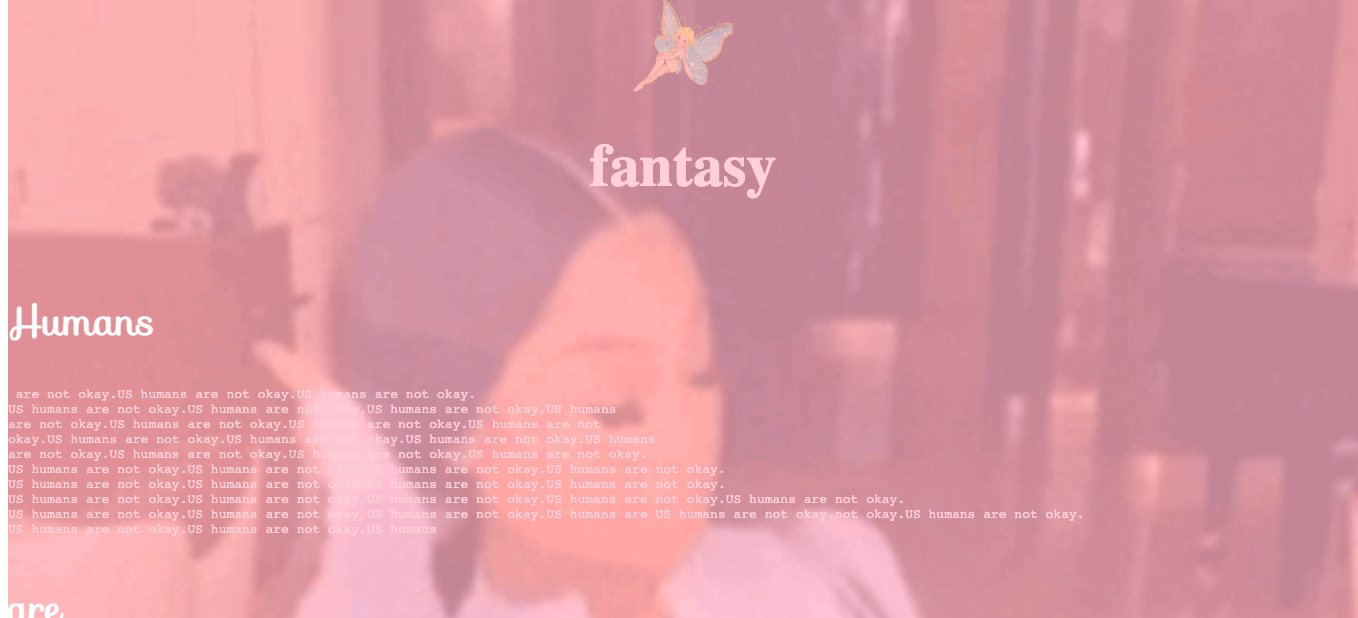 A screenshot of a pink desktop image with the word fantasy at the top. 