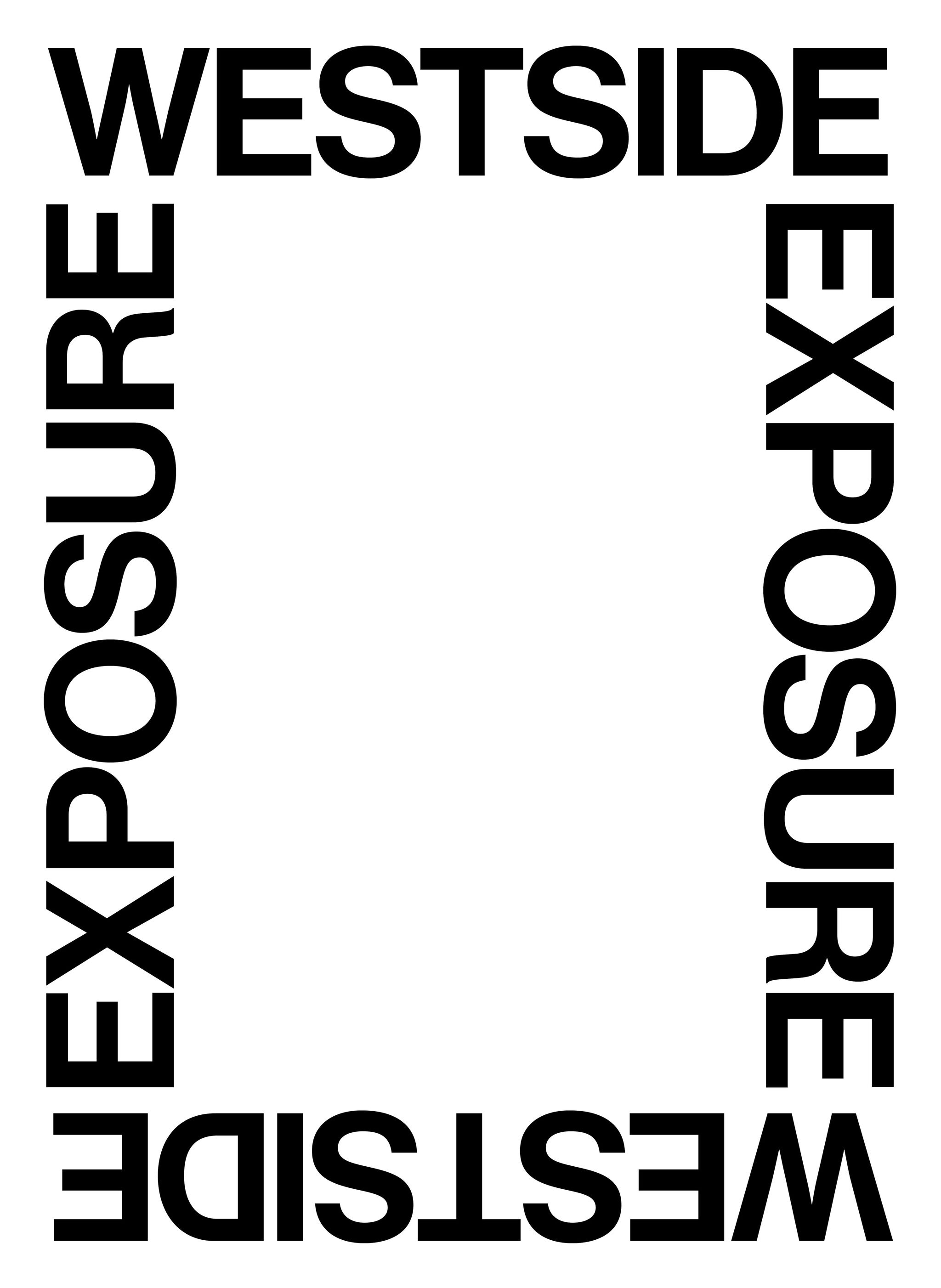 The words "Westside Exposure" written four times to form a square shape.