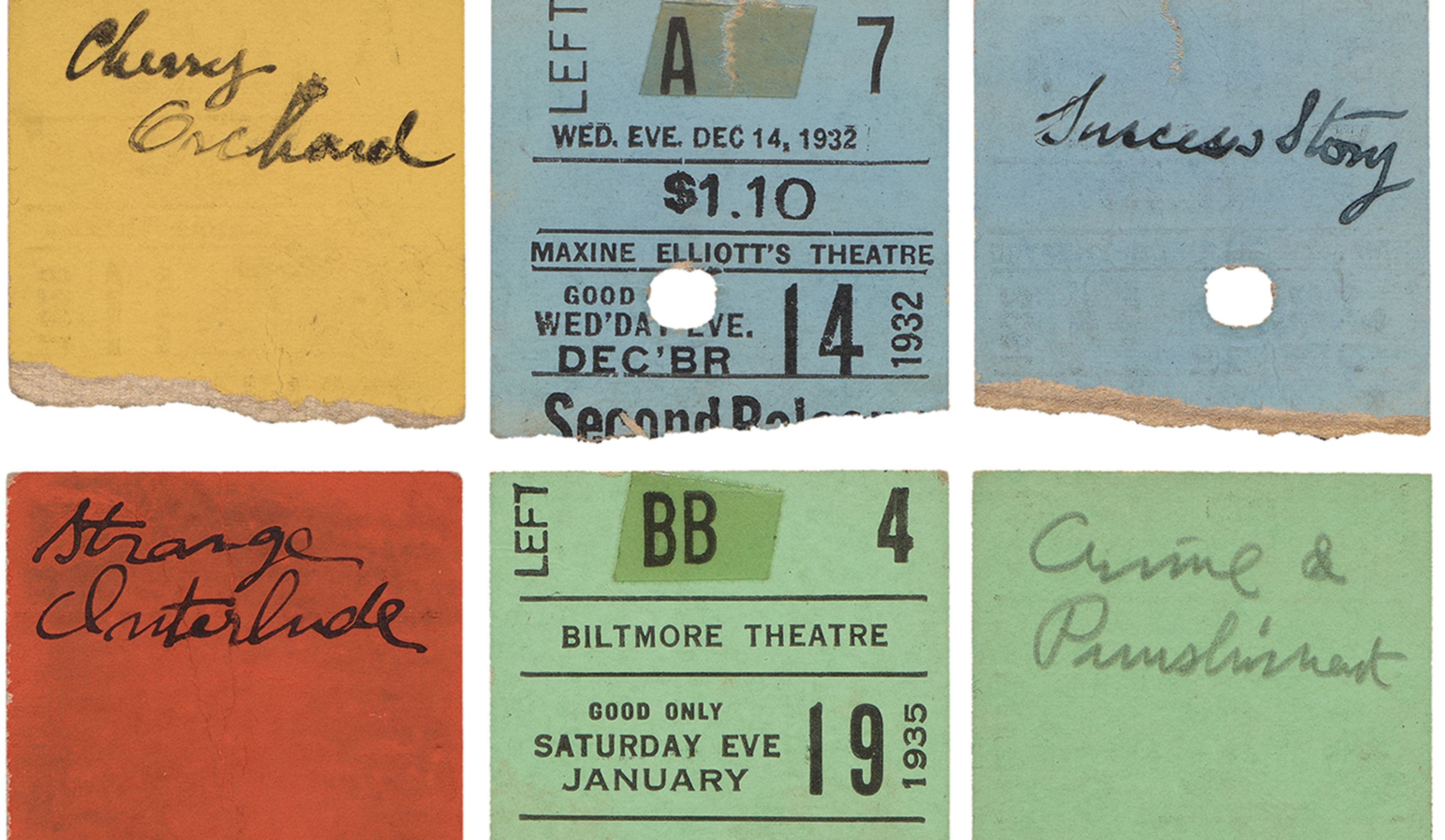 Colorful ticket stubs