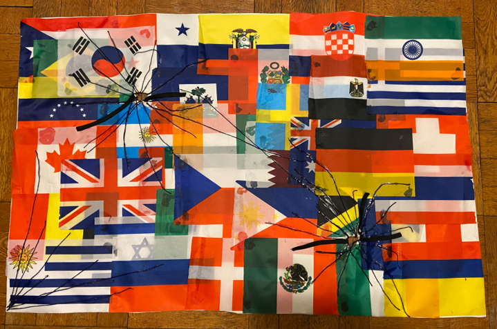 Collage work involving different national flags.