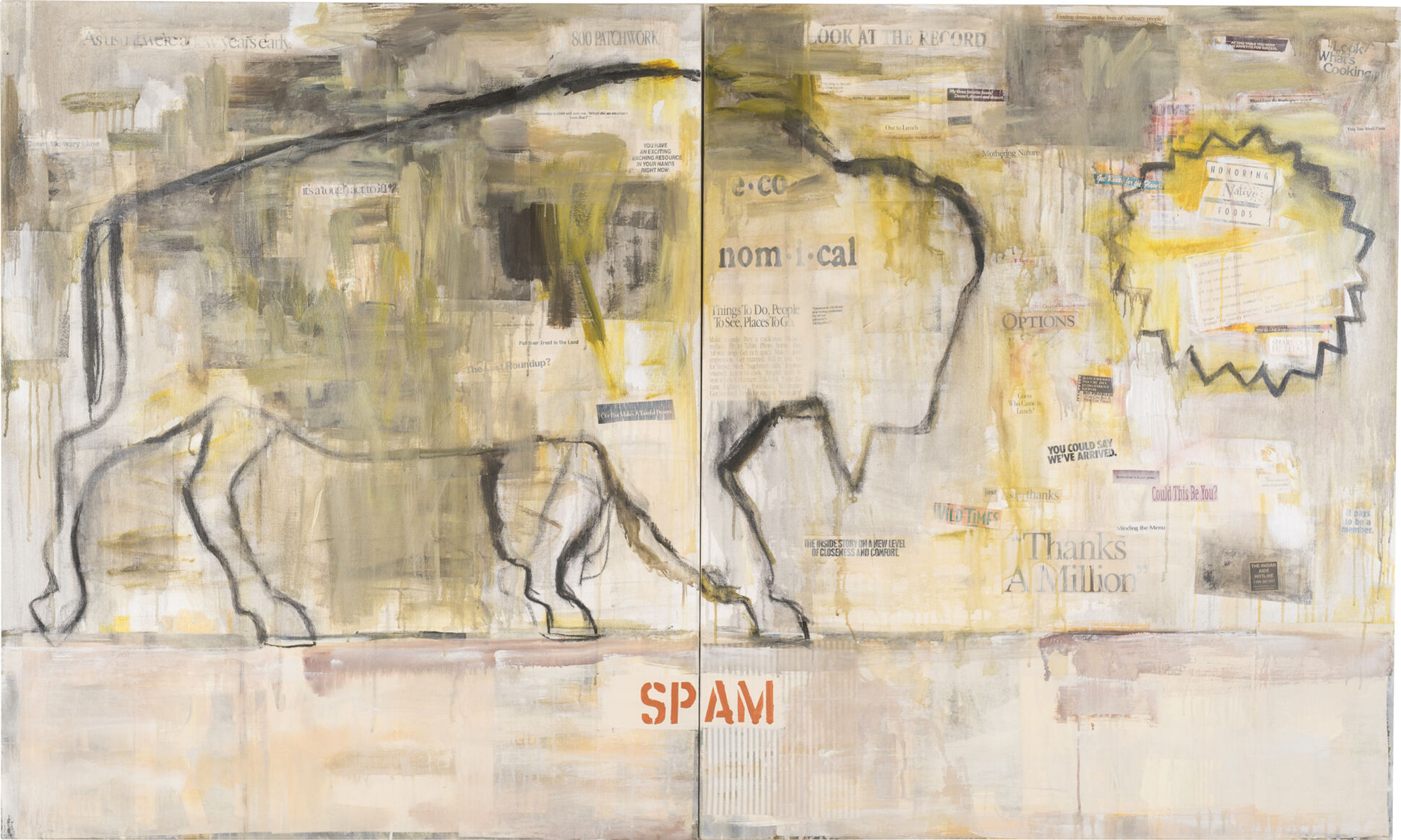 The outline of a buffalo above the word "spam" in yellow and white.