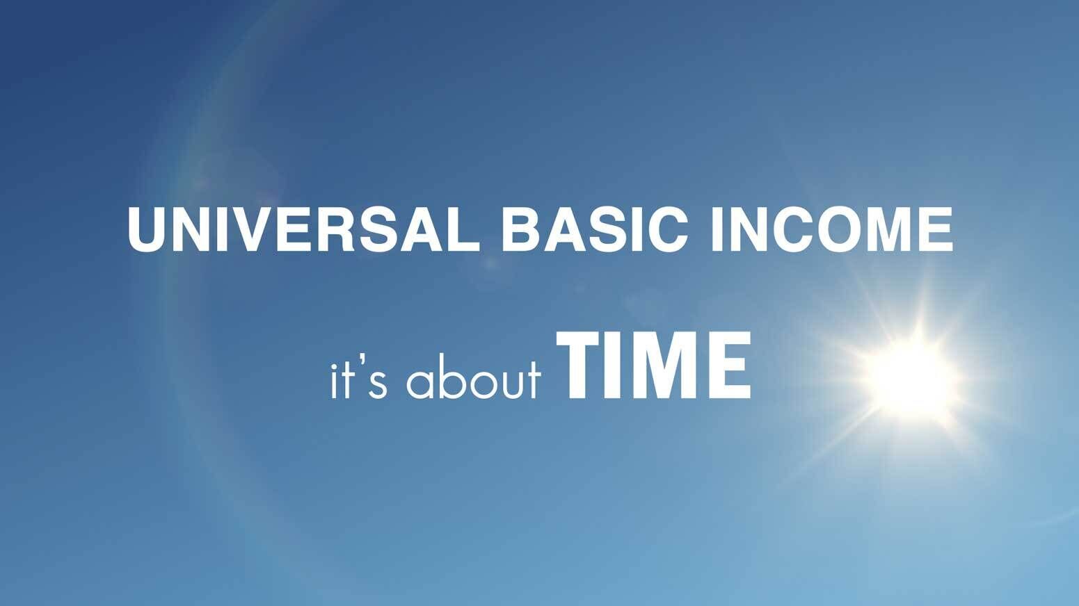 This commercial video parodies advertisements and commercials with stock images and stock footage with multiple figures. There are interior suburban home visuals and exterior outdoors visuals set in a park on a sunny day. The video is a conceptual advertisement for a universal basic income.