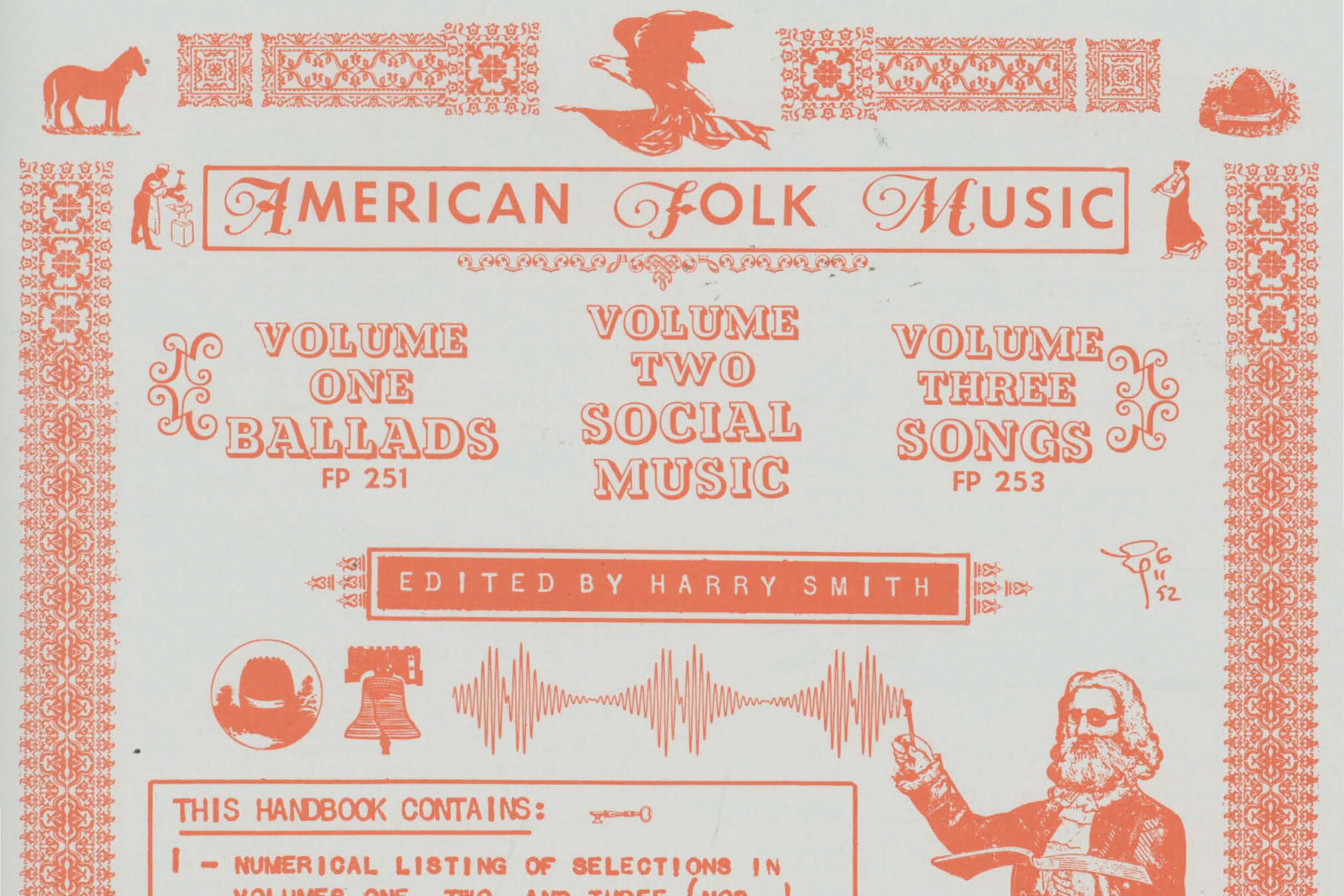 A graphic in orange reading "Anthology of American Folk Music."