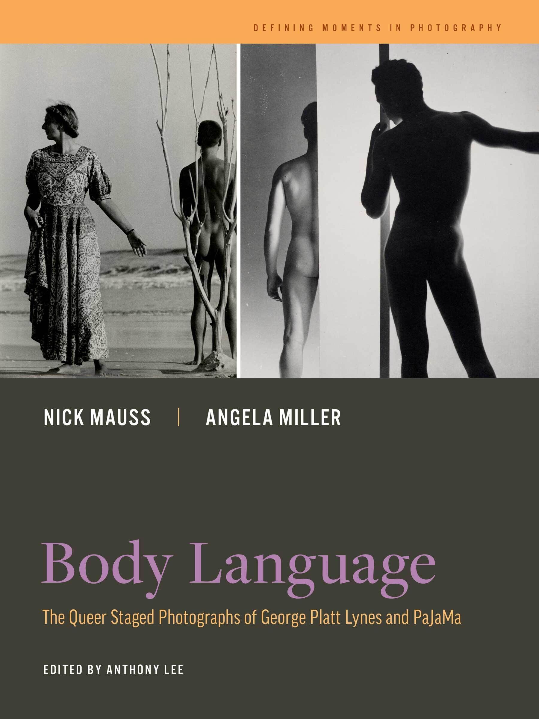 A book cover that reads "Body Language",  Above the title there is a photograph of four people, three of them are nude and have their back to the camera. 