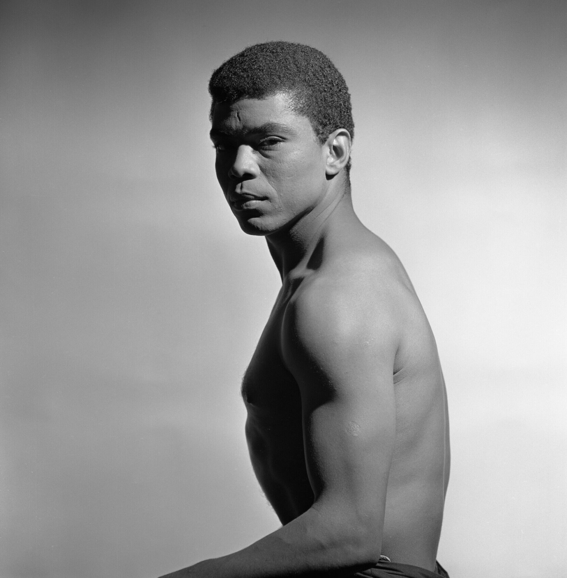 Black and white portrait of Alvin Ailey