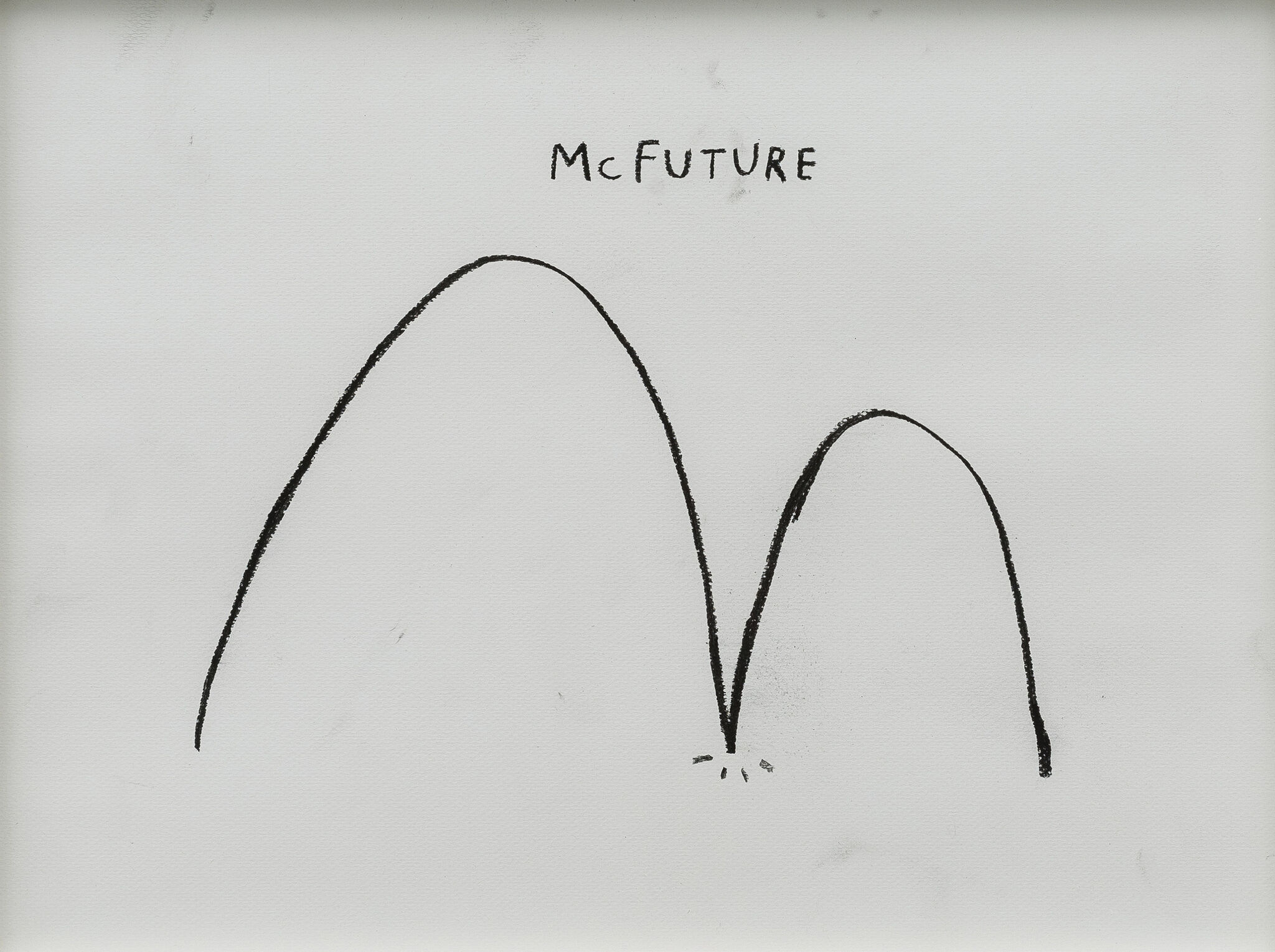 Two black arches resembling the McDonald's logo, with the word "McFuture" above them, drawn on a white background.