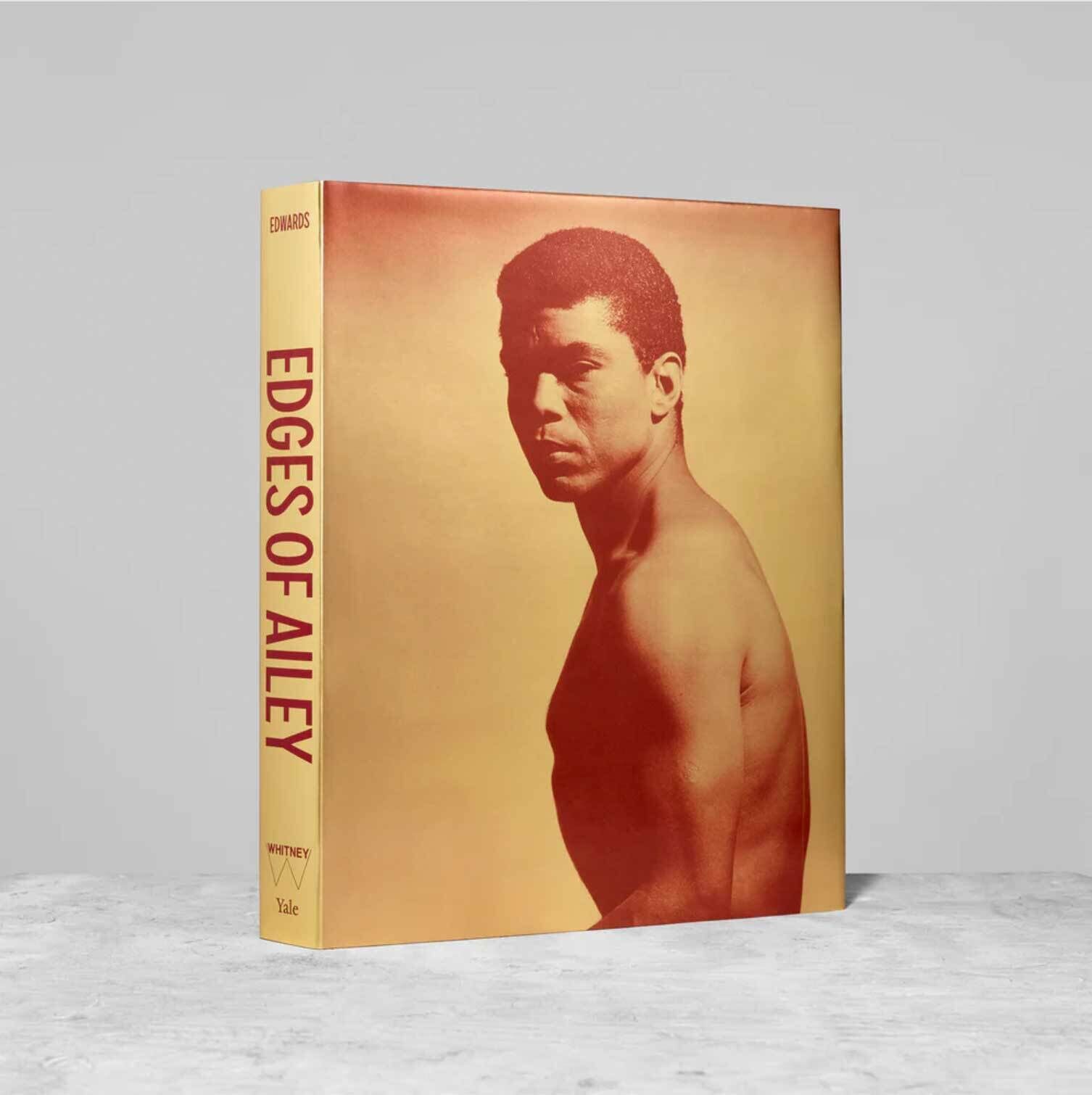 Book titled "Edges of Ailey" with a sepia-toned image of a shirtless man on the cover, standing on a gray surface.