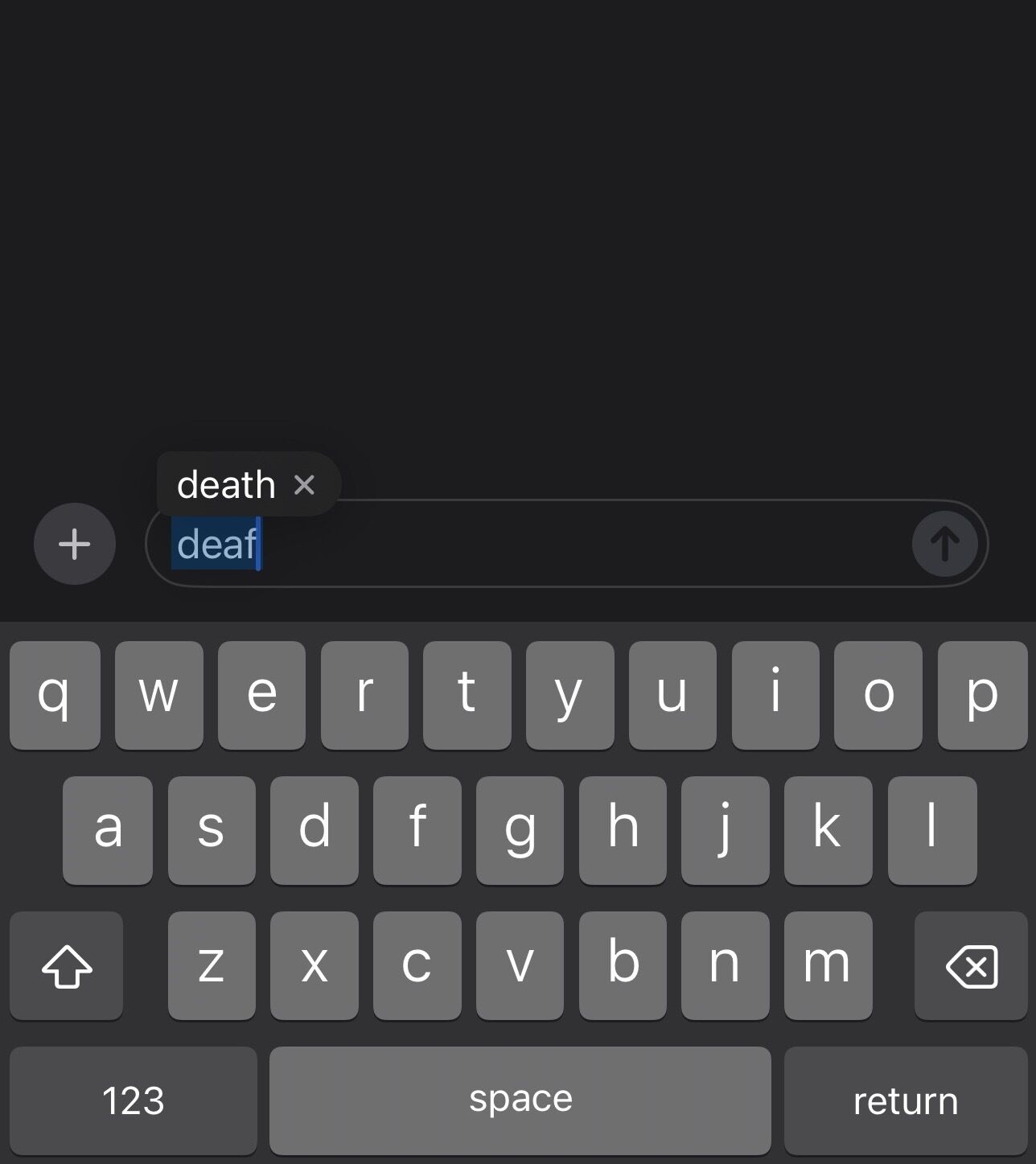 Screenshot of iMessage auto correcting ‘deaf’ to ‘death’