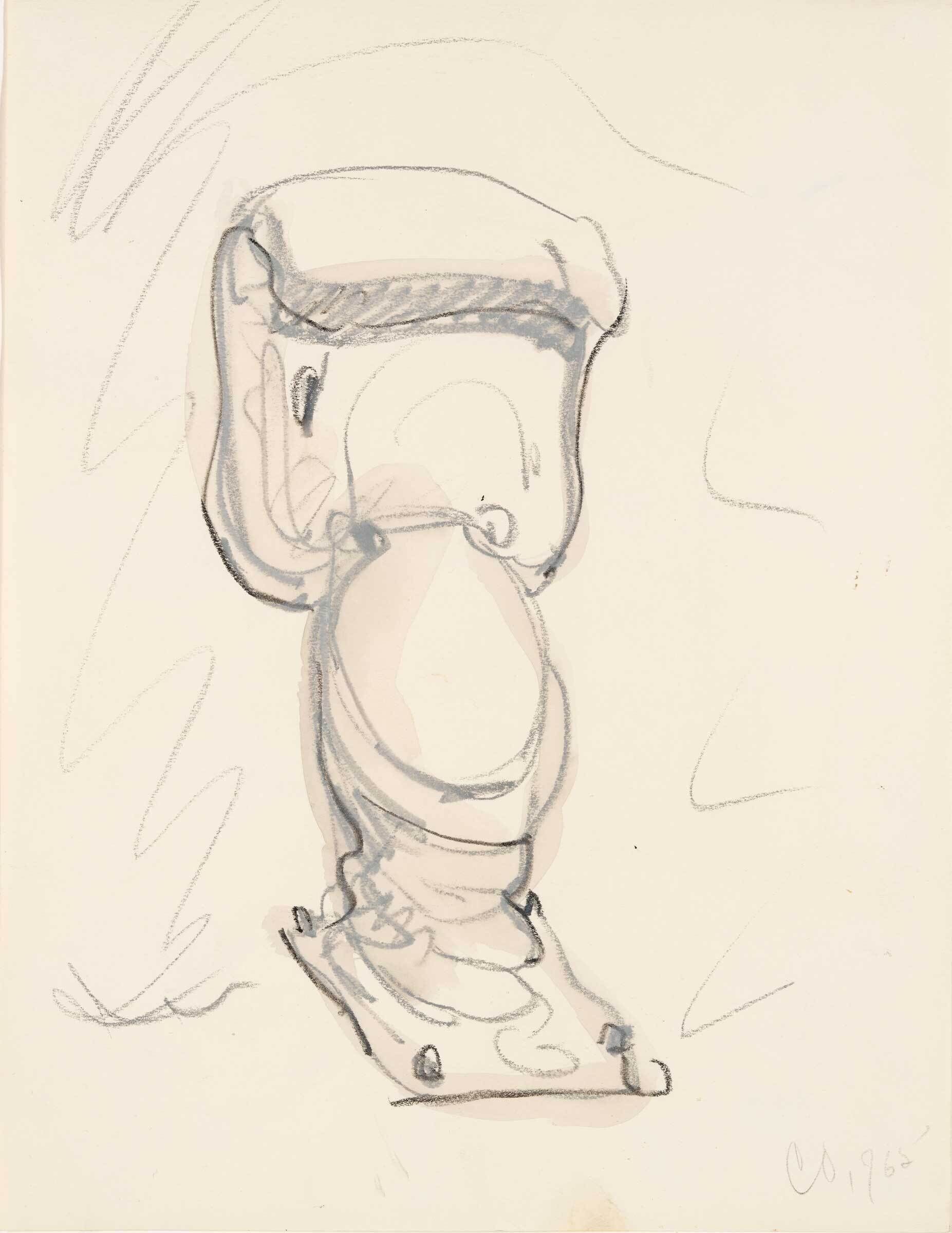 Simple pencil sketch of a toilet with the lid open, drawn with loose, quick lines.